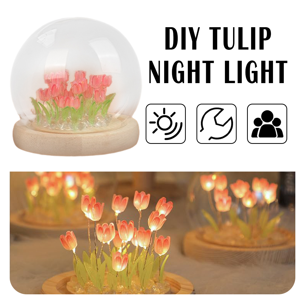 9/20pcs Tulpe Nachtlicht USB betrieben Tulpe Blume Tisch lampe DIY Simulation Tulpe LED Nachtlicht handgemachte Nachttisch Licht