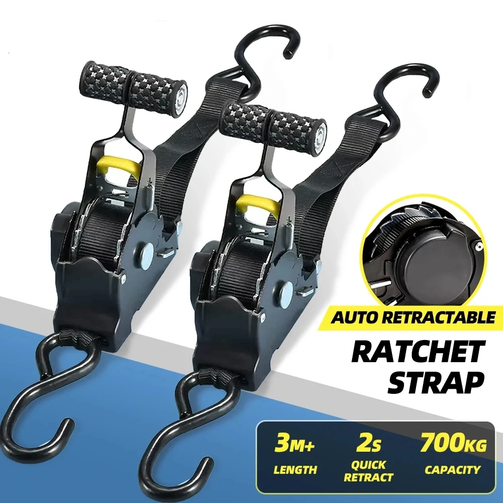 Auto Straps For Cargo Tape Retractable Belts For Load Luggage Strap Ratchet Tensioner Belt For Motorcycles Ratchet Strap For Car