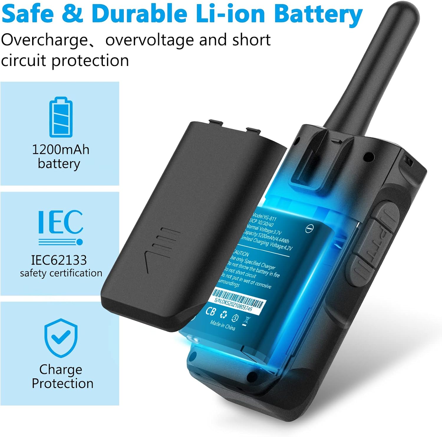 AWANFI Walkie Talkie Confezione da 3 ricaricabili con batteria agli ioni di litio da 1200 mAh per bambini, Walky Talky per regalo di avventura in campeggio