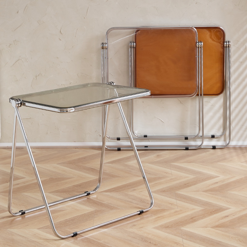 Silla de comedor plegable de acrílico, mesa minimalista para el hogar, taburete moderno para tienda de ropa, respaldo, taburete plegable transparente de acrílico