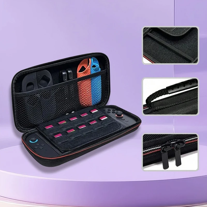 Um acessório de maleta protetora para Switch 2 com slot para cartão de jogo, uma bolsa EVA portátil para espaço de armazenamento