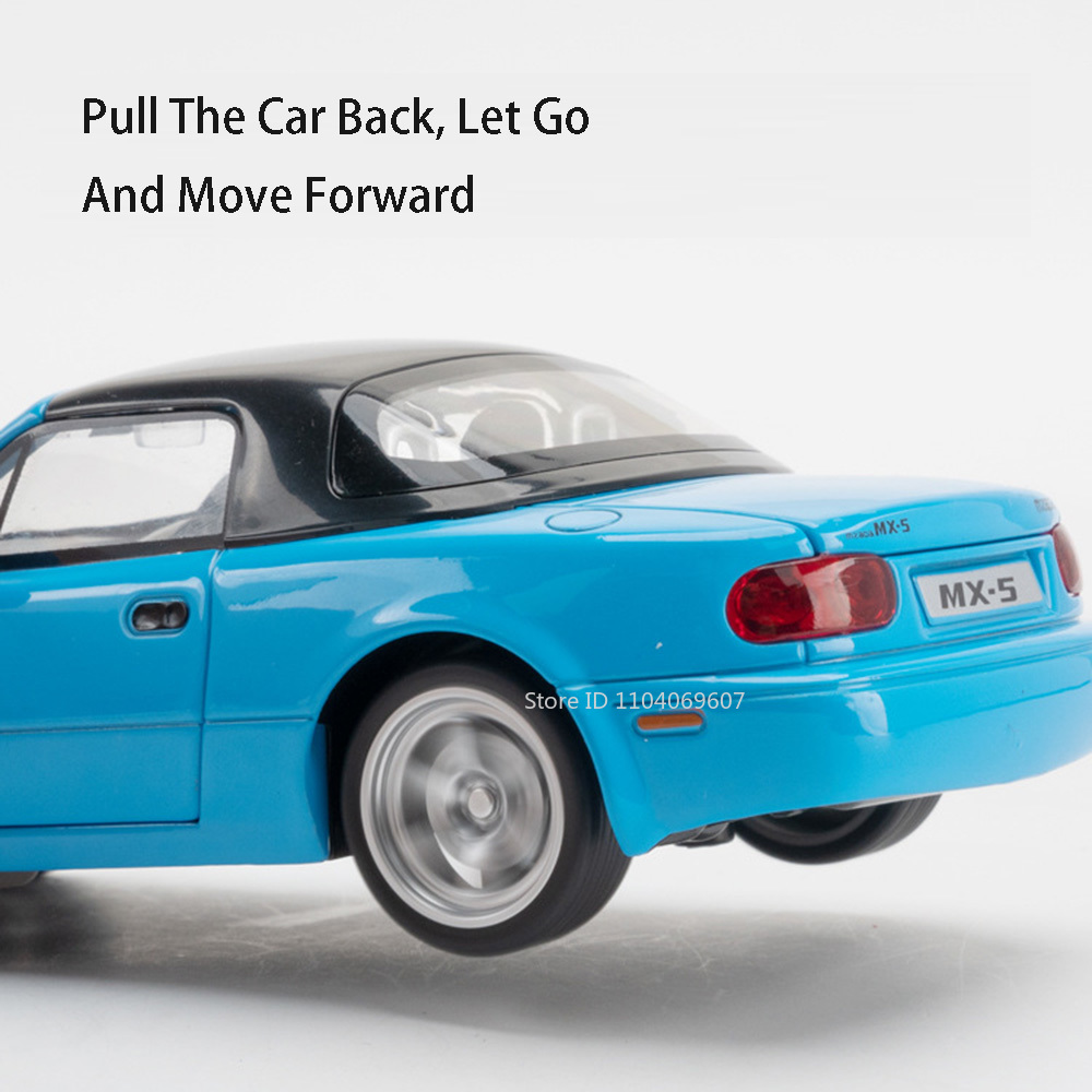 1:32 Mazda MX-5 Model Car Alloy Diecast Toy Sound Light Pull Back 5 Door Opened Rubber Tires Vehicle Toy Gift for Kid Decorative