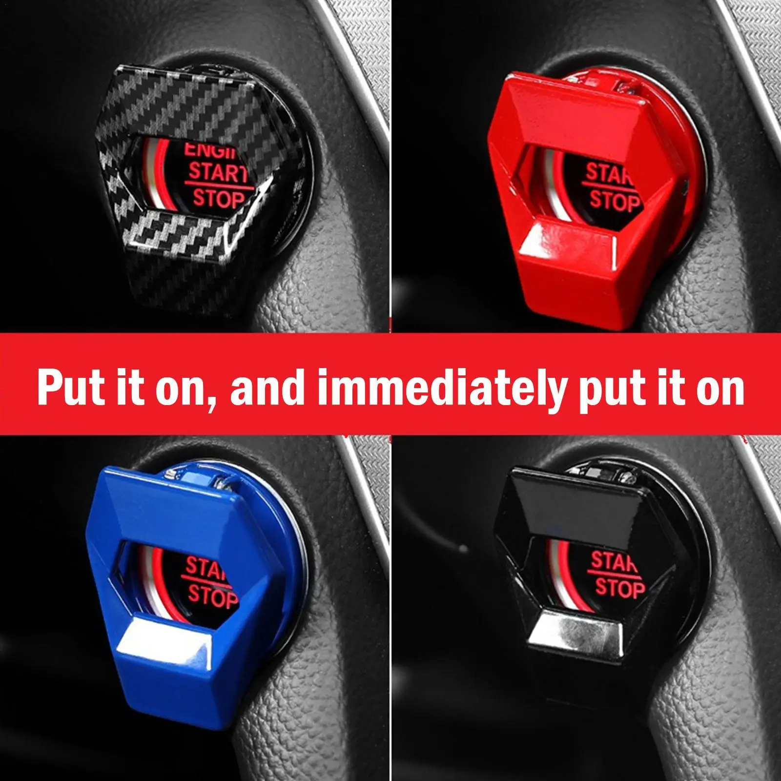 Interruptor de arranque y parada de motor de coche, cubierta de botón de encendido, protección antiarañazos, accesorios decorativos para coche, Interior, estilo de coche