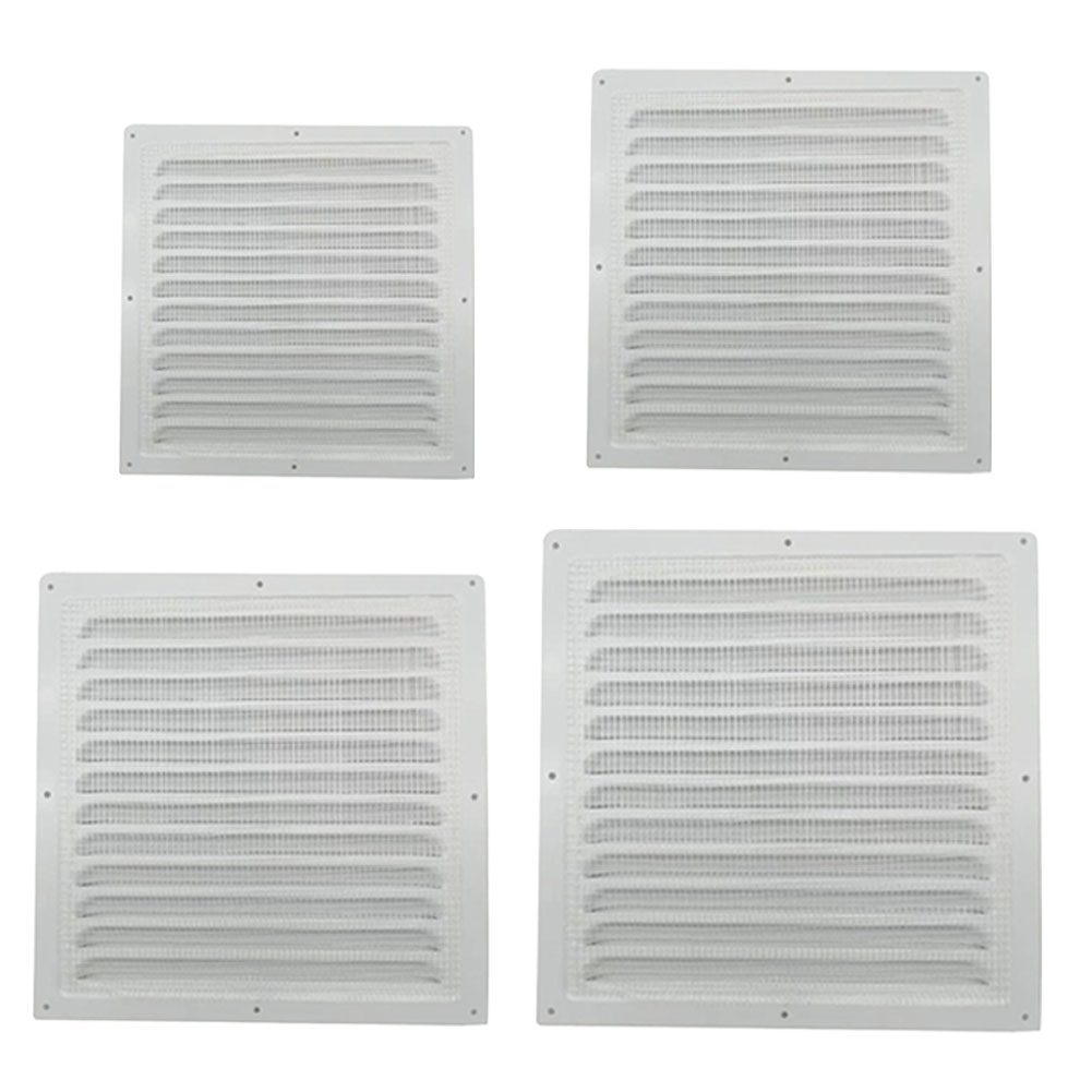 Rejilla de ventilación de rejilla, cubierta de ventilación, rejillas de pared blancas de aluminio, conducto de calefacción, refrigeración y placa de ventilación, cubierta de pantalla contra insectos