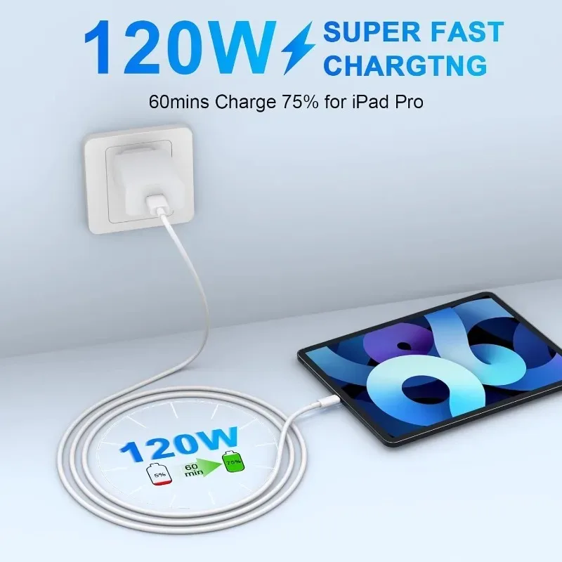 1-3PCS Quick Charging Cable 120W 10A USB A To Type C Fast Charger High-speed Data Transfer Wire Cords for Samsung Xiaomi Huawei