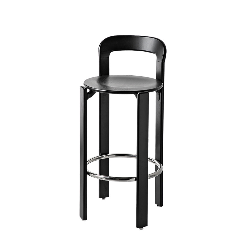 Modern simple home bar chair Internet celebrity medieval high stool, Nordic light luxury cafe bar solid wood bar chair