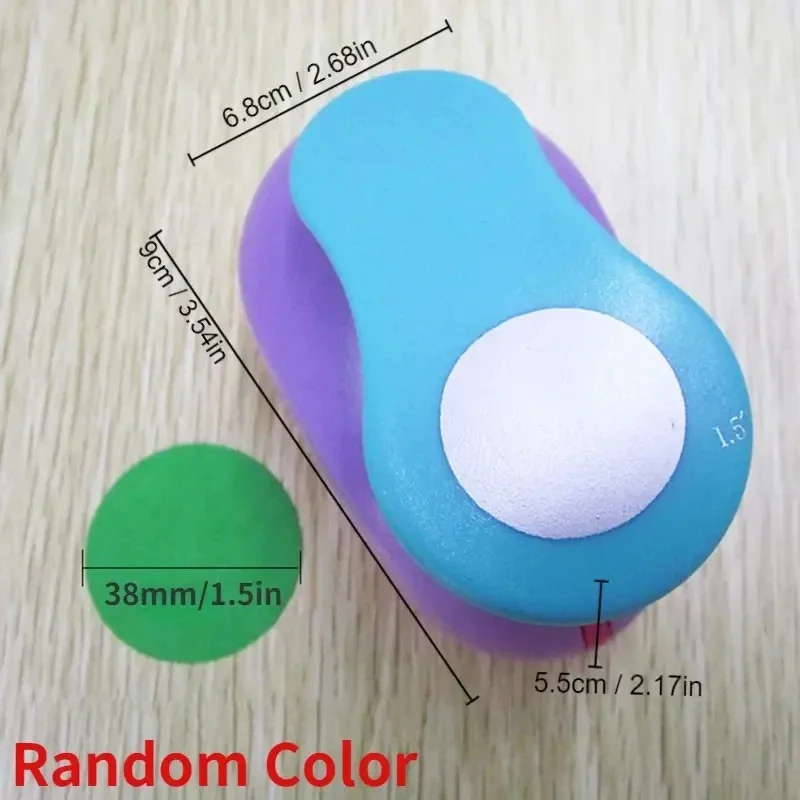 Assorted Circle Punch Set (8/16/25/38/50mm) - Vibrant Paper Craft Tool for DIY Scrapbooking & Card Making （Random Color）