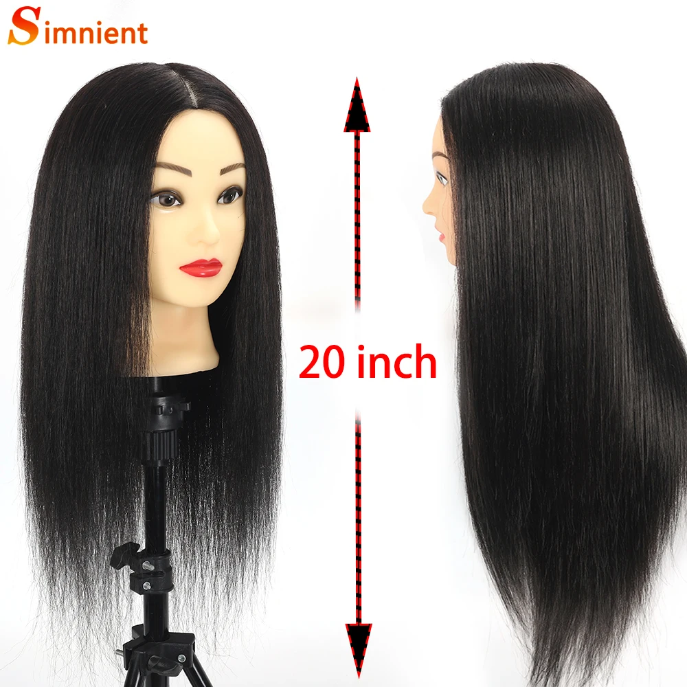 Cabeza de muñeca de cabello humano 100% Real para peinado, Kit de cabeza de entrenamiento profesional, cabeza de maniquí, estilismo para practicar hierro rizado caliente St