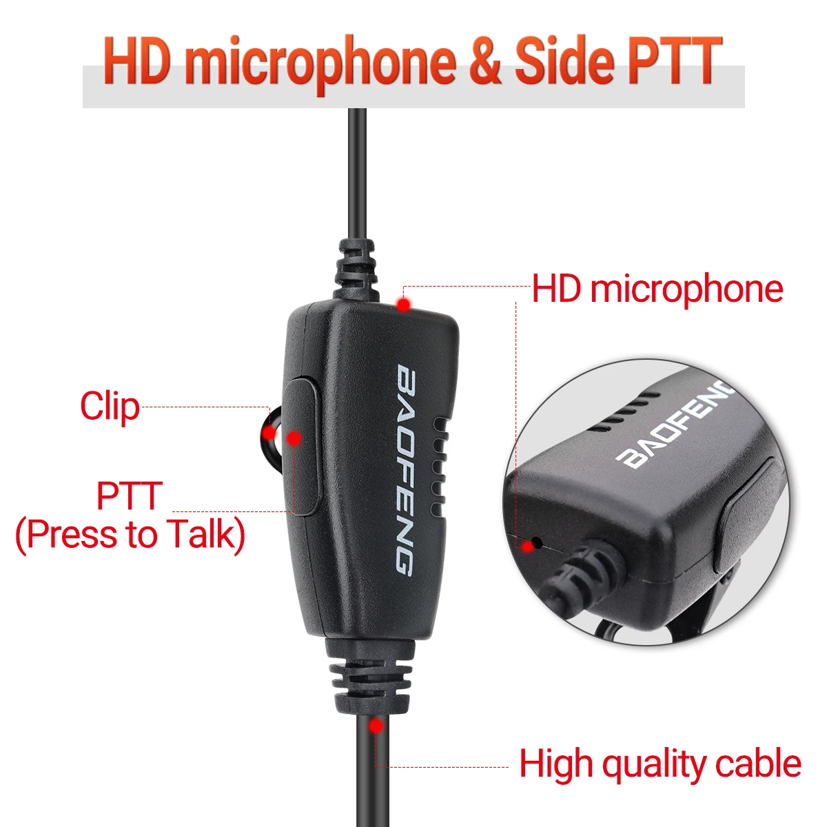 2 шт. BAOFENG 2 Pin Walkie Talkie гарнитура G-образной формы с ушным крючком