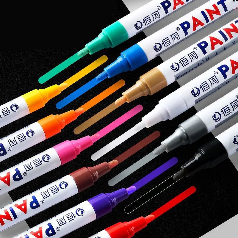 ปากกามาร์กเกอร์ยางรถกันน้ำได้12สีปากกาเขียนยางรถยนต์สีสันสดใสปากกาทาสีกราฟฟิตีแบบสัมผัส