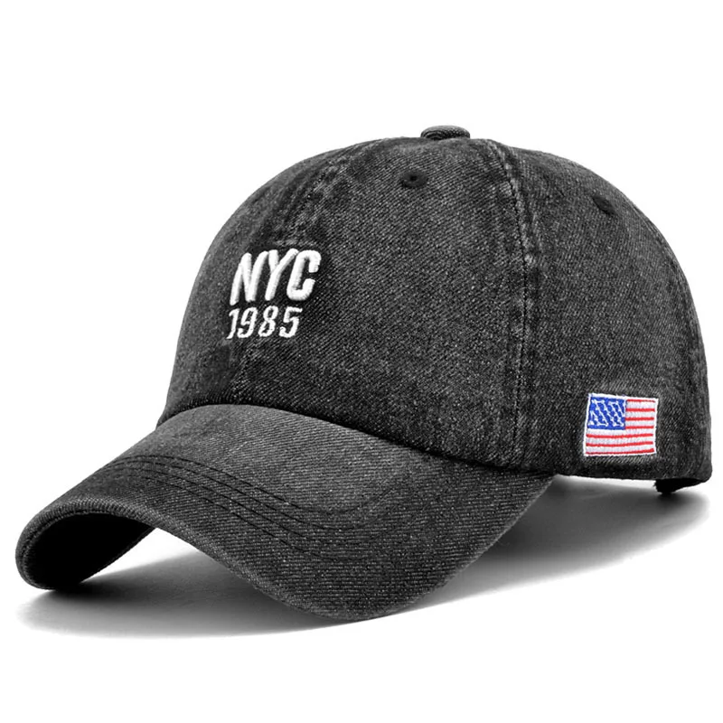Hat men's spring and summer trendy glossy denim baseball cap baseball cap women's outdoor travel sun protection hat