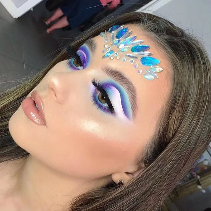3D Rhinestone Bright Face สติกเกอร์สําหรับเทศกาล Glitter แต่งหน้าเครื่องประดับสติกเกอร์บนใบหน้าคริสตัลอัญมณีอัญมณีเพชรตกแต่ง