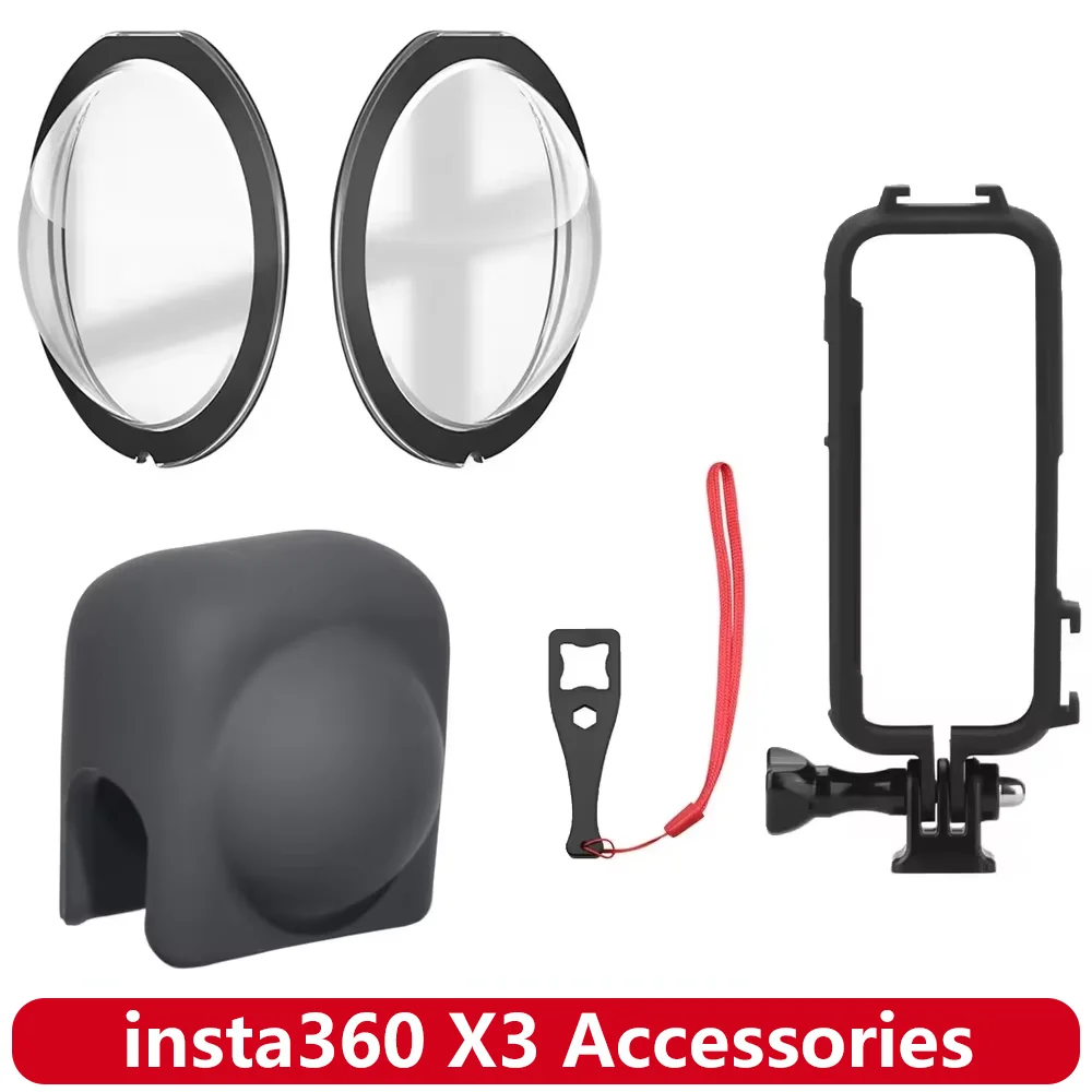 Osłony obiektywu Insta360 X3, anty-zarysowaniowe, wysokiej jakości osłonki na obiektyw, silikonowe nakładki na ramkę X3, akcesoria ochronne.
