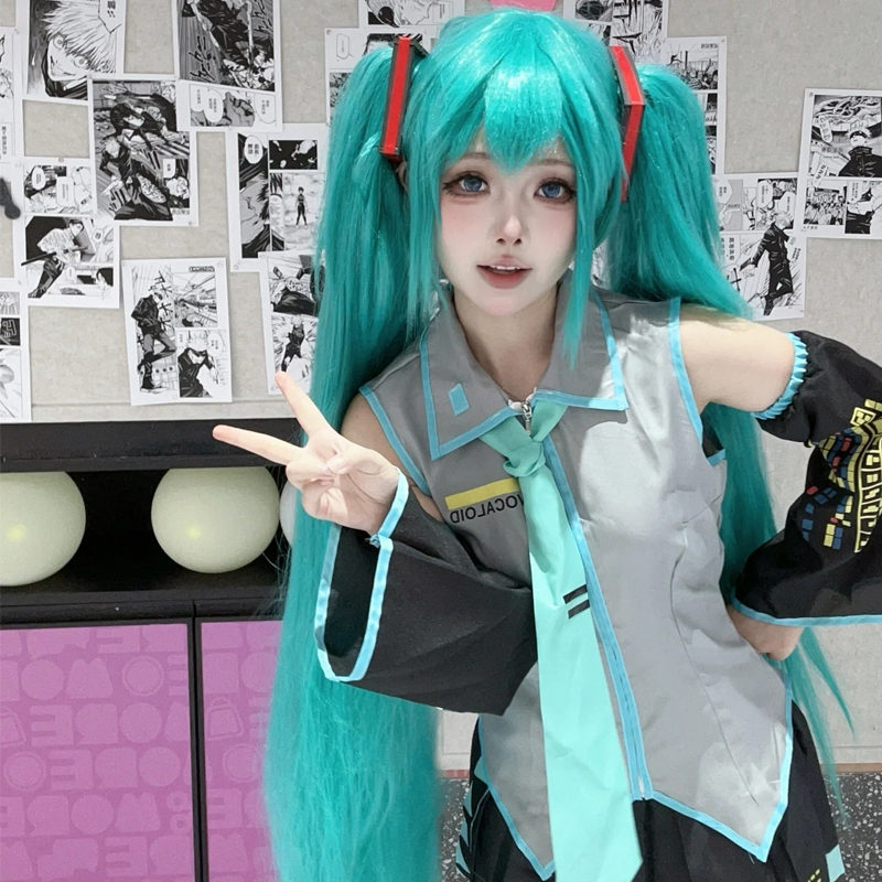 อะนิเมะประสิทธิภาพเสื้อผ้า Hatsune Miku MIKU อะนิเมะเสื้อผ้าคอสเพลย์เสื้อผ้า JK กระโปรงเดียวกันชุดวิกผมอุปกรณ์เสริมฮาโลวีน