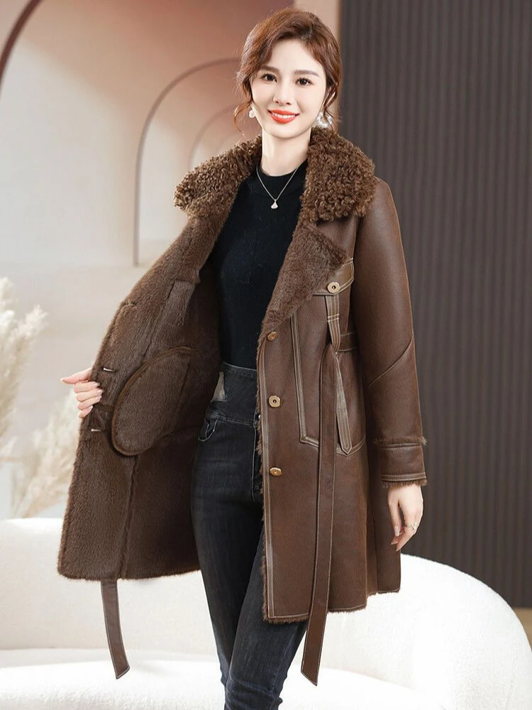Neue Outwear Herbst Winter Parkas Medium Stil Pelz Einem Mantel in Mode Warme Jacke Nachahmung Fuchs Pelz Atmosphäre Frauen Mantel