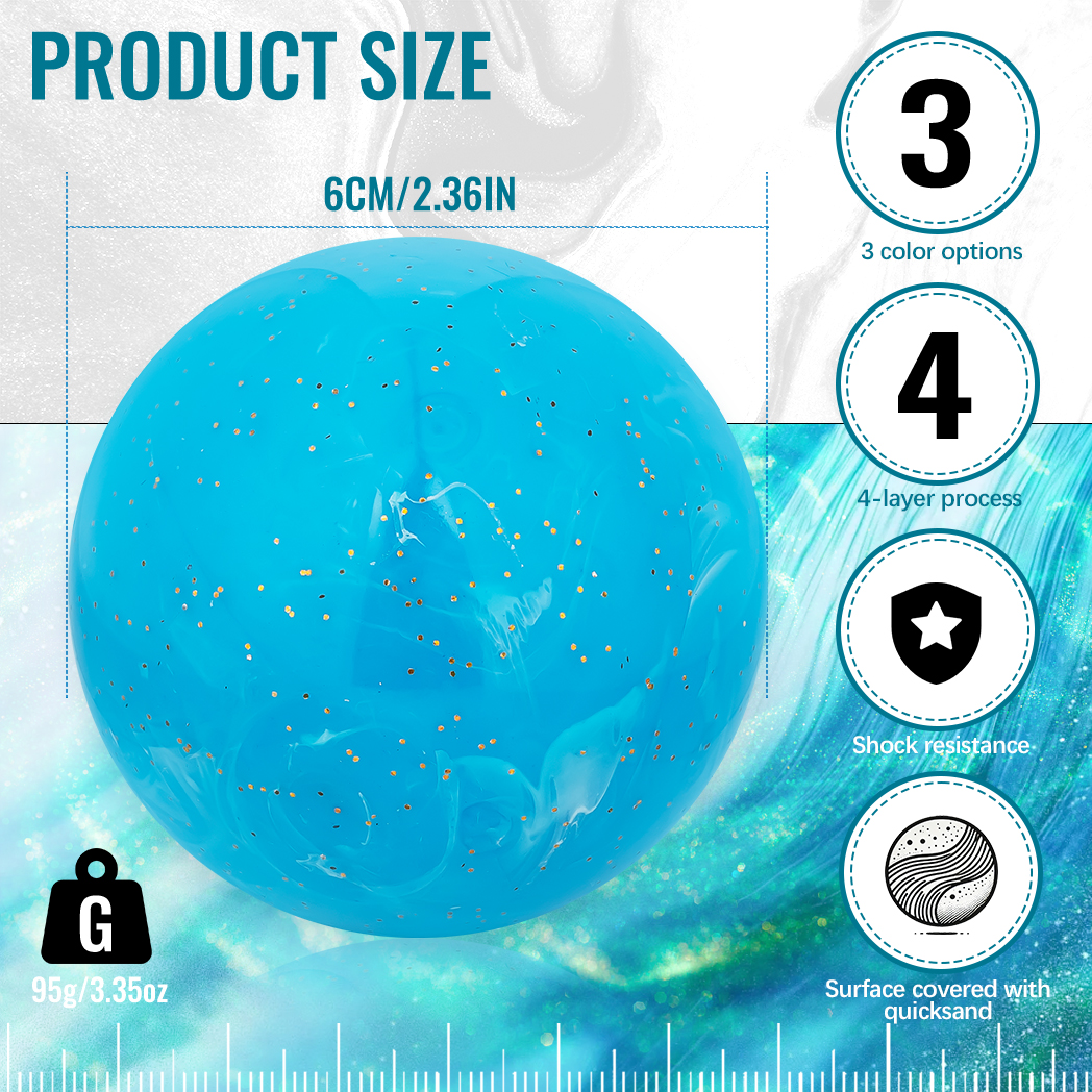 Caiton プレミアム パーク ゴルフ ボール – 60mm/2.36 インチ、フルイド アート デザイン、レッド、ブルー、グリーン、4 層構造