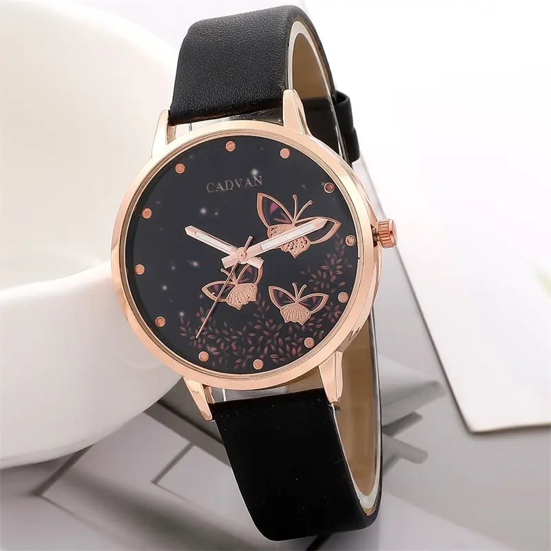 Conjunto de 6 piezas para mujer, relojes de mariposa a la moda, reloj de pulsera analógico informal Simple, regalo de pulsera sin caja