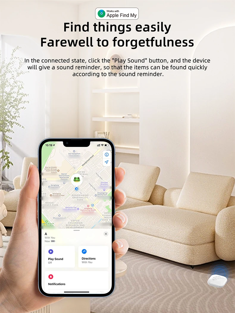 อุปกรณ์ติดตาม GPS บลูทูธอัจฉริยะใช้งานได้กับ Apple ค้นหาแอปของฉันป้องกันการสูญหายอุปกรณ์แจ้งเตือน MFI จัดอันดับตำแหน่งกุญแจรถค้นหาสัตว์เลี้ยงเด็ก