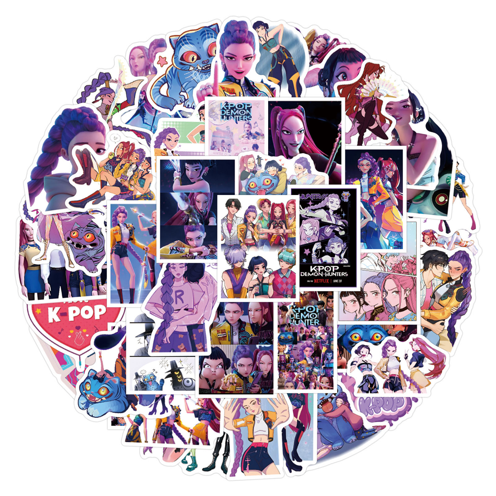 3PCS Set KPop Demon Hunters Anime Sticker Vintage Stickers Pack Waterproof Decal For DIY Decoration Bumper Phone Hard Hat Kids