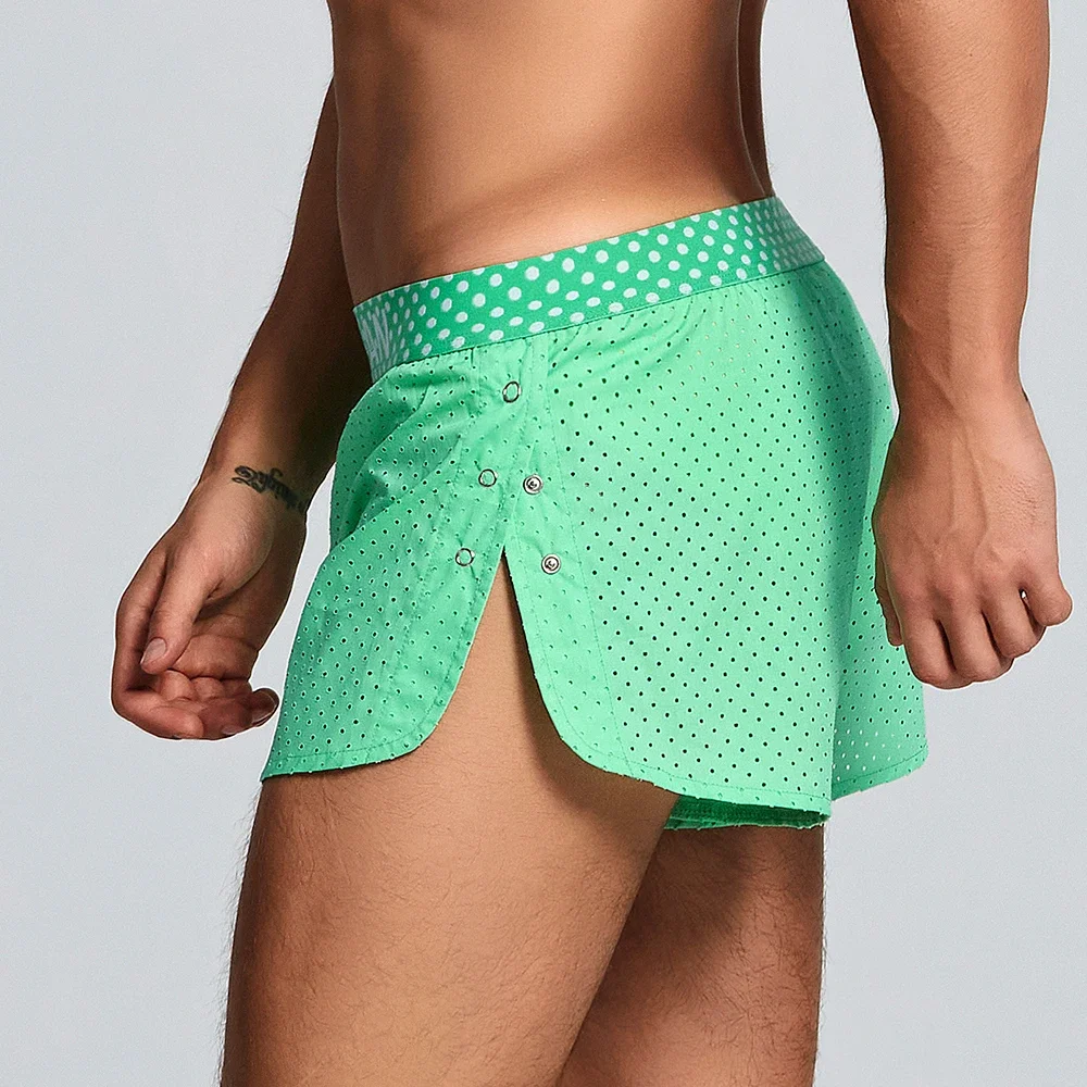 SEOBEAN MENS SEXY 100%  COTTON SHORTS HOME COMFORT STRIPED FIT TRUNKS