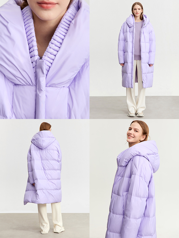 AMII минималистичный 2023, зимнее новое теплое пуховое пальто с капюшоном для женщин, свободная зимняя верхняя одежда с длинными рукавами и длинными рукавами 12324020