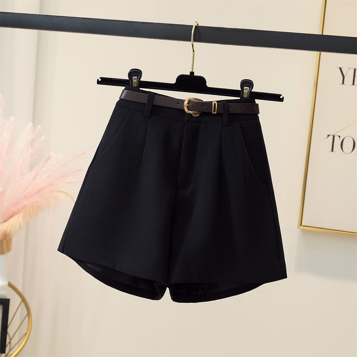 Calças de Cintura Alta em A com Pernas Largas, orts Fs Soltos, Roupas Externas Brancas Casuais com Cinto, Primavera ...