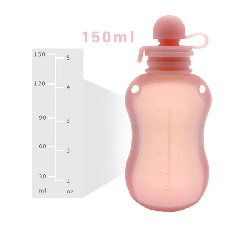 Bolsa de silicona sin BPA para comida de bebé, contenedor de almacenamiento de leche recargable reutilizable, práctico, a prueba de fugas