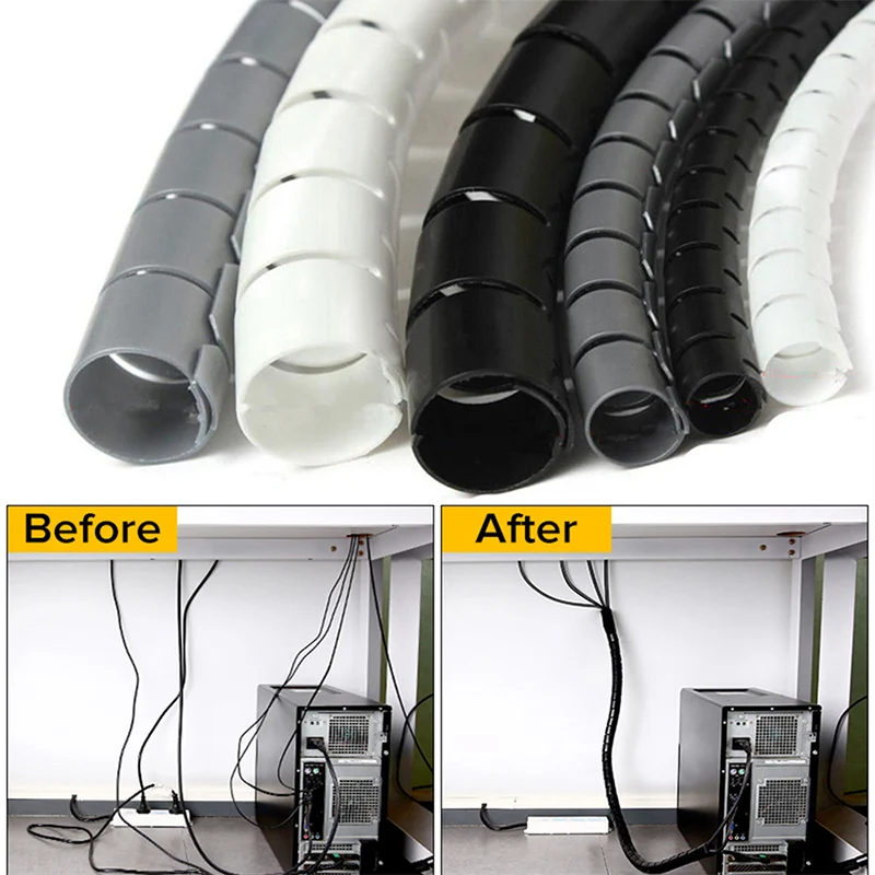 Organizador de cables en espiral Flexible, Protector de Cable de tubo de almacenamiento, gestión de cables, enrollador de cables, accesorios de cables ordenados para escritorio, 1,5/2m, 10/16mm