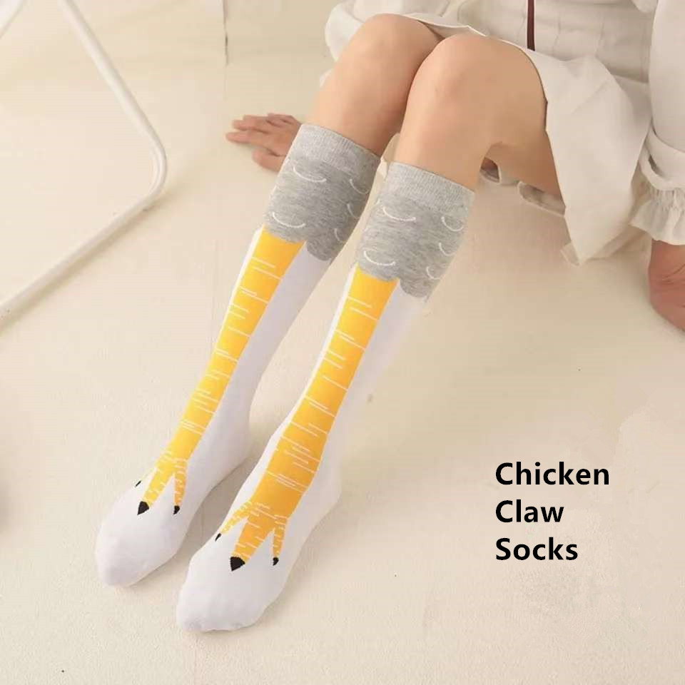 Internet celebrity funny novel chicken claw socks heart machine showing slimming over knee socks ostrich pattern chicken feet lo