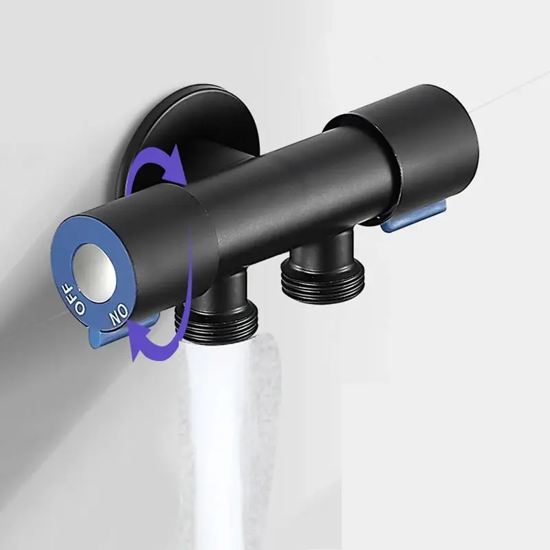 Rubinetto dell'acqua a doppia uscita per lavatrice con valvola angolare per WC da bagno 1 ingresso 2 fuori per acqua fredda singola in acciaio inossidabile 304