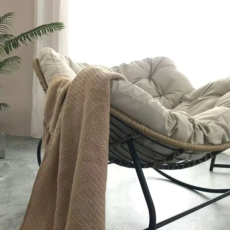 OMGD Human Bird's Nest หวายโยกเก้าอี้โซฟาบ้านระเบียง Lazy Person โซฟาโยกเก้าอี้เก้าอี้หวาย Poltrona Letto