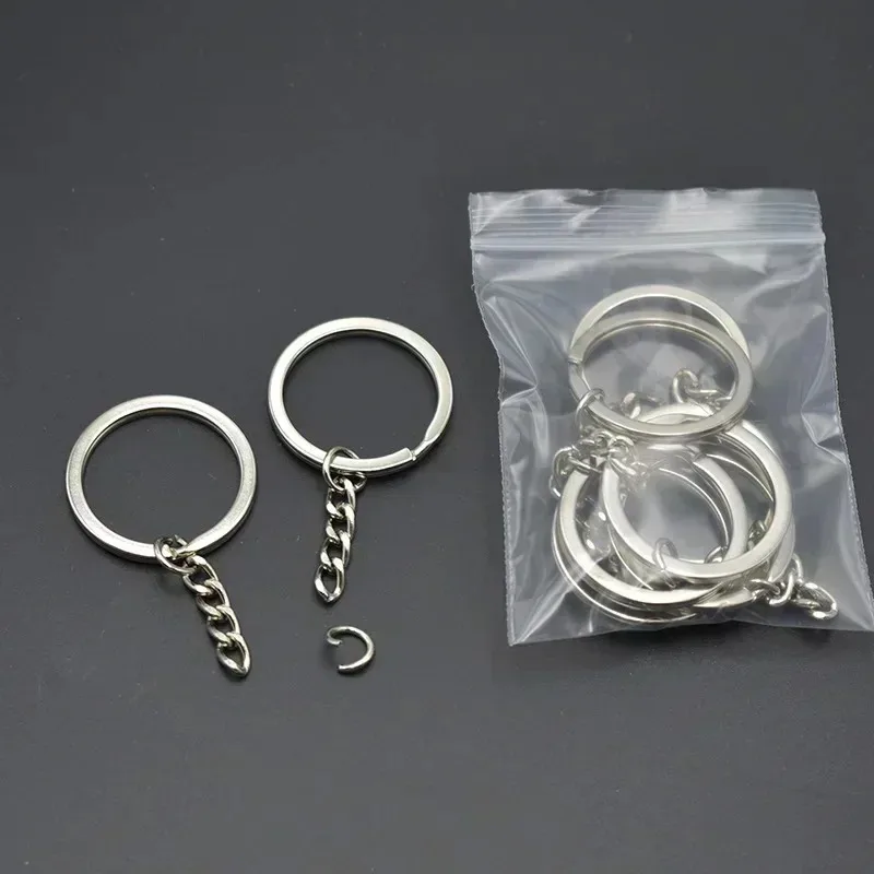 50/500pcs Silver Plated Metal Blank Keyring Keychain Split Key Rings with Chain Climbing Buckles Carabiner Keychain Accessories