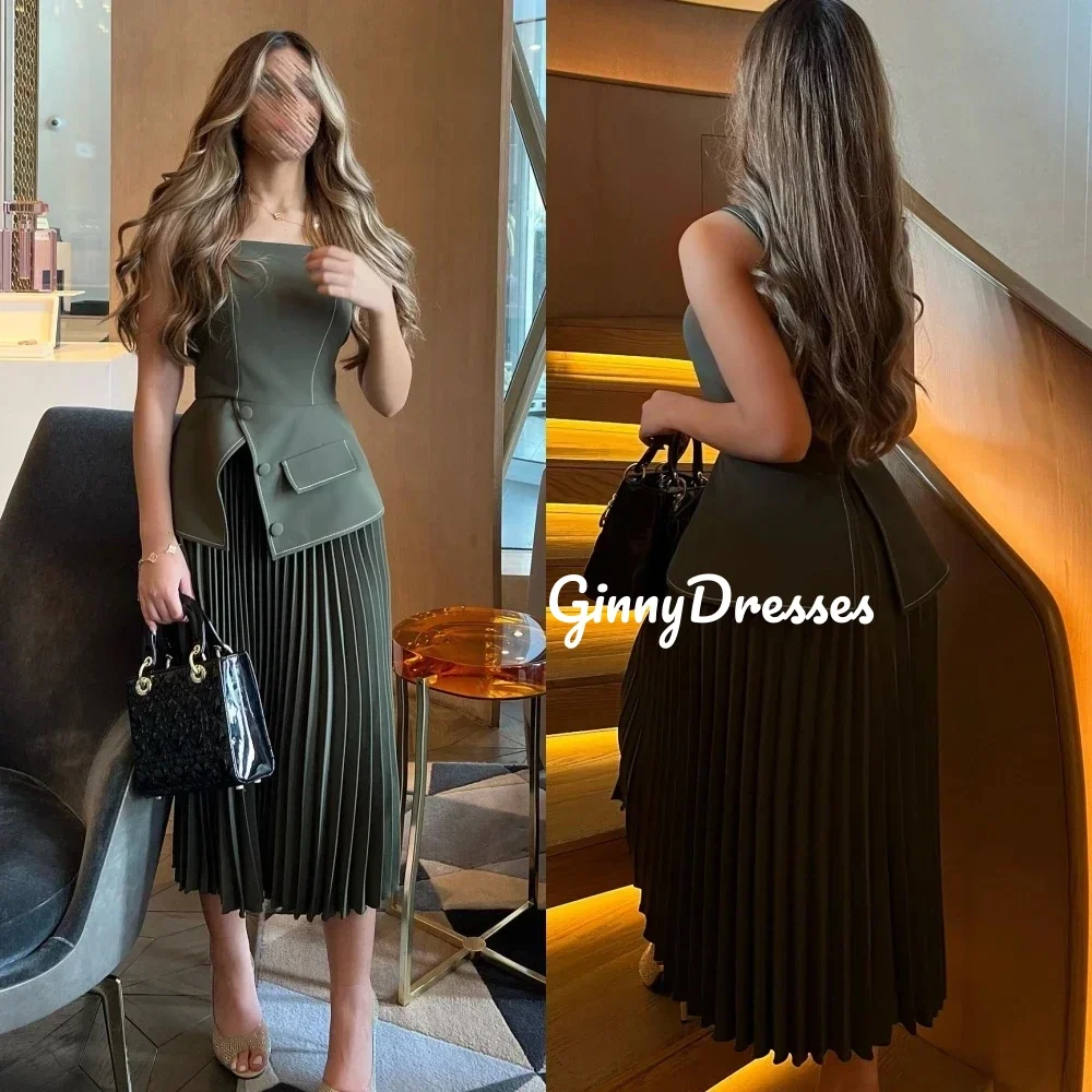 ที่กําหนดเองชุดสําหรับพรหม A-Line Strapless ความยาวชั้น Ruffle ชุดราตรีหรูหราแขนกุด Elegant ชุดสําหรับสตรี