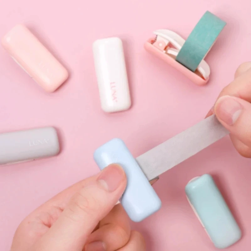 1pc 和紙テープカッターミニポータブルキャンディーカラーのプラスチックテープカッターテープオーガナイザー芸術 DIY 工芸品スクラップブッキングツール