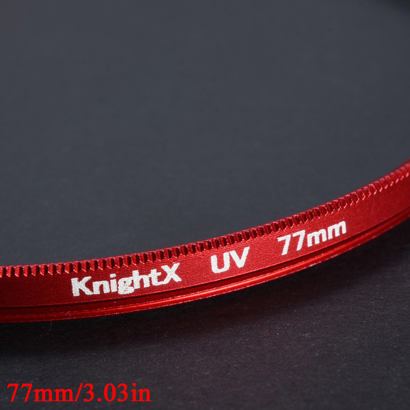 KnightX 레드 프레임 UV 필터 렌즈 보호대 49mm 52mm 55mm 58mm 62mm 67mm 72mm 77mm Fuji Sony Canon 사진 액세서리