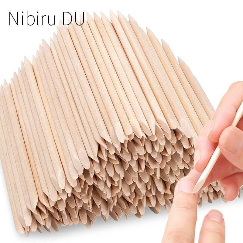 100/50 Uds. Palillos de madera naranja para uñas, removedor de cutículas de doble cara, herramientas de punteado de diamantes de imitación, cuidado de manicura y pedicura