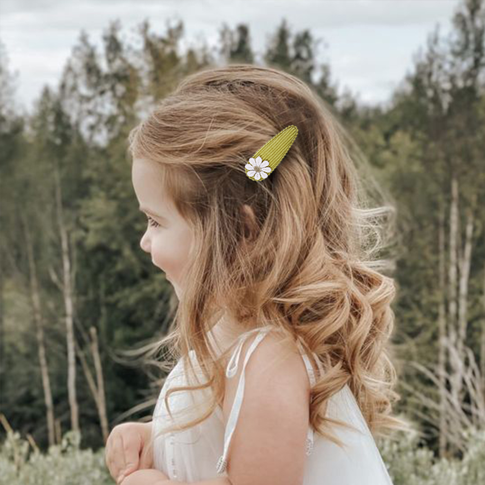 Horquillas BB con bordado de flores para el pelo, pasadores con estampado hecho a mano, flequillo, accesorios para el cabello de bebé, 6 uds.