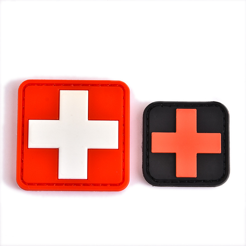 Red Cross Emblem 3D PVC Tactical Patch Hook Backing Attachments for Outdoor Backpack Rubber Medical Badge Rescue Gear Wholesale