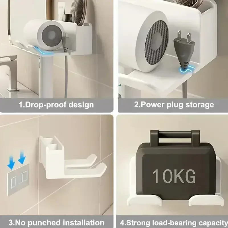 Porta asciugacapelli Porta asciugatrice da parete Supporto per piastra per asciugacapelli Scatola portaoggetti per asciugacapelli Porta asciugacapelli Scaffale Accessori per il bagno