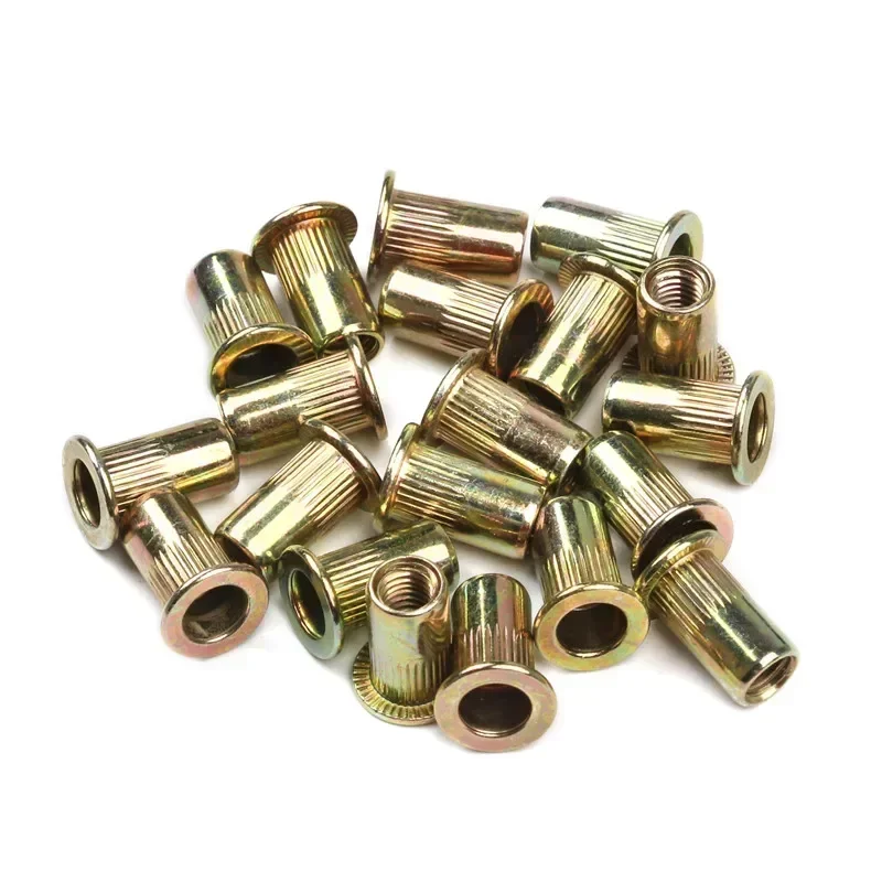 10/20 piezas M3 M4 M5 M6 M8 M10 tuercas moleteadas chapadas en Zinc Rivnut cabeza plana remache roscado inserto tuercas de remache