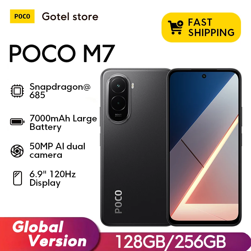 【Estreno mondiale】POCO M7 Versione globale Smartphone Snapdragon 685 Batteria da 7000 mAh Immersivo 6,9" FHD+ Display NFC 33 W Ricarica