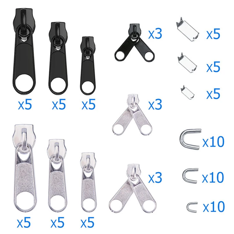 85 ชิ้น/เซ็ตชุดซ่อมซิป Easy Fix ซิป Slider หัวดึงปิด Universal เปลี่ยนหัก/สวมใส่ในครัวเรือนที่ถอดออกได้