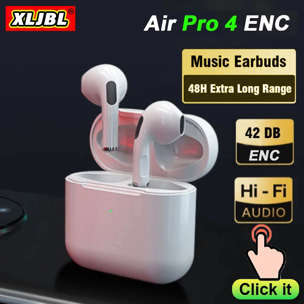 Новые настоящие беспроводные наушники Air Pro 4, наушники-вкладыши TWS с длительным режимом ожидания, спортивные наушники для бега, бас, музыкальные гарнитуры с микрофоном