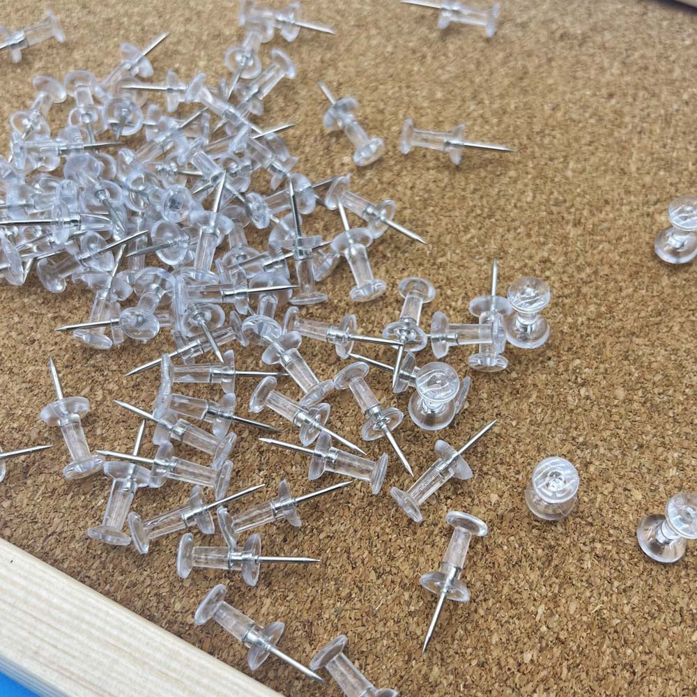 20/50/100pcs  Push Pins Transparent Thumb Tacks With Plastic Box Home Office School Craft Projects Cork Board Photo Wall Bulleti