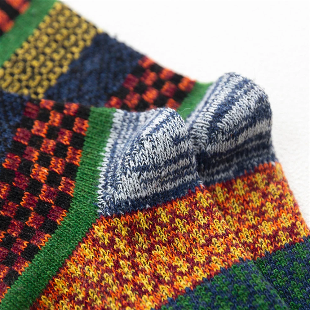 Marca HSS, 5 pares de calcetines de invierno para hombre, calcetines gruesos de lana de oveja, calcetines cálidos de estilo Retro para hombre, calcetines coloridos de moda para botas de nieve para hombre