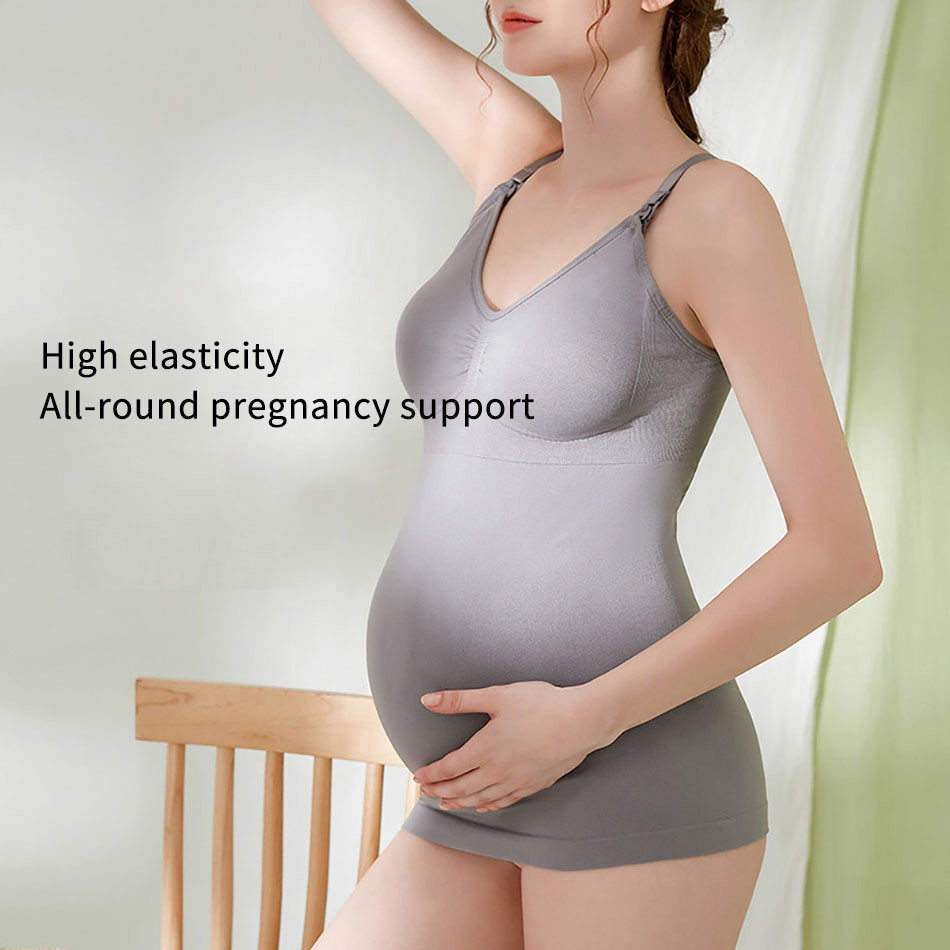 Sujetador de lactancia con botón frontal largo para mujeres embarazadas, chaleco abierto, cómodo, antiflacidez, sin anillo de acero, Color sólido, ropa interior