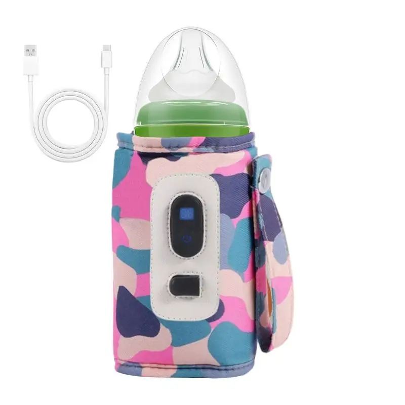 Calentador de botellas portátil USB, calentadores de botellas USB portátiles, calentamiento rápido, protector de calor para bebidas de leche con pantalla de temperatura para viajes