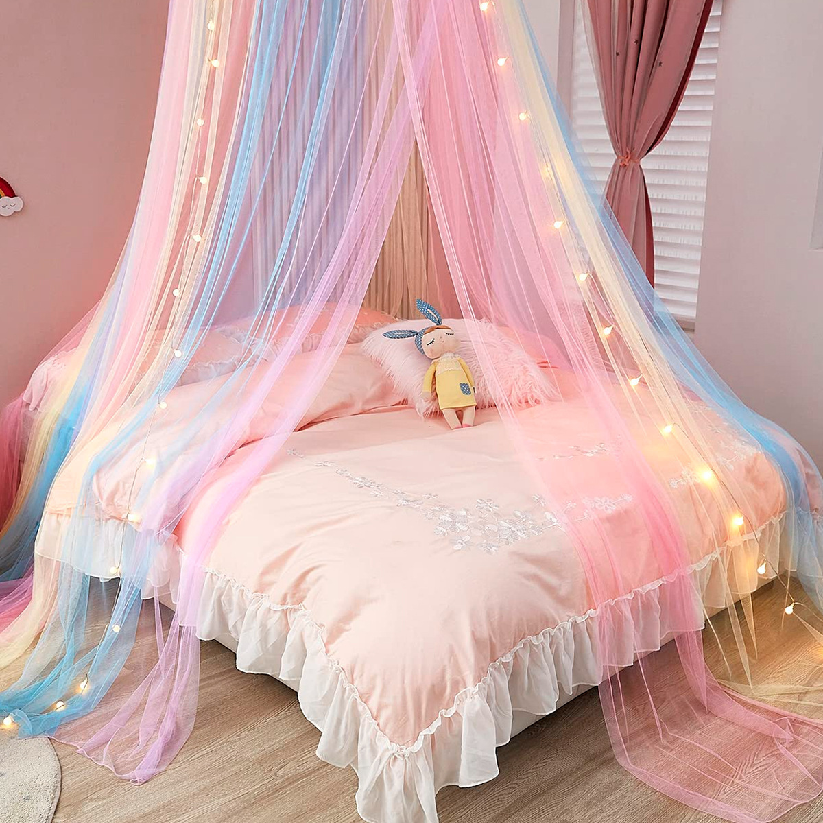 Cortina de quarto de bebê, cúpula, arco-íris, princesa, mosquiteiro para berço, recém-nascido, cama, dossel, tenda, crianças, decoração de quarto