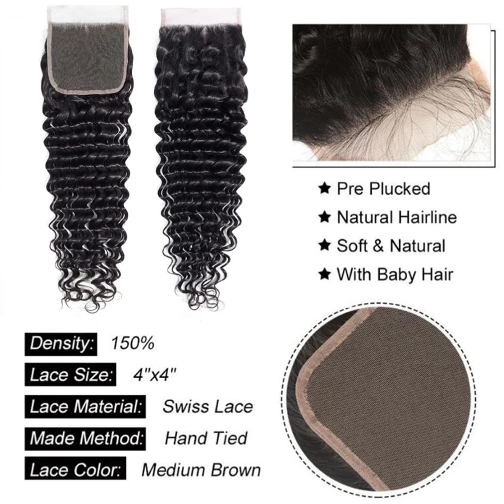 Birmese Krullend Haar Bundels met Sluiting 4x4 Diepe Golf Bundels Maagdelijk Menselijk Haar 100% Vietnamese Ruwe Menselijk Haar Weave Extensions