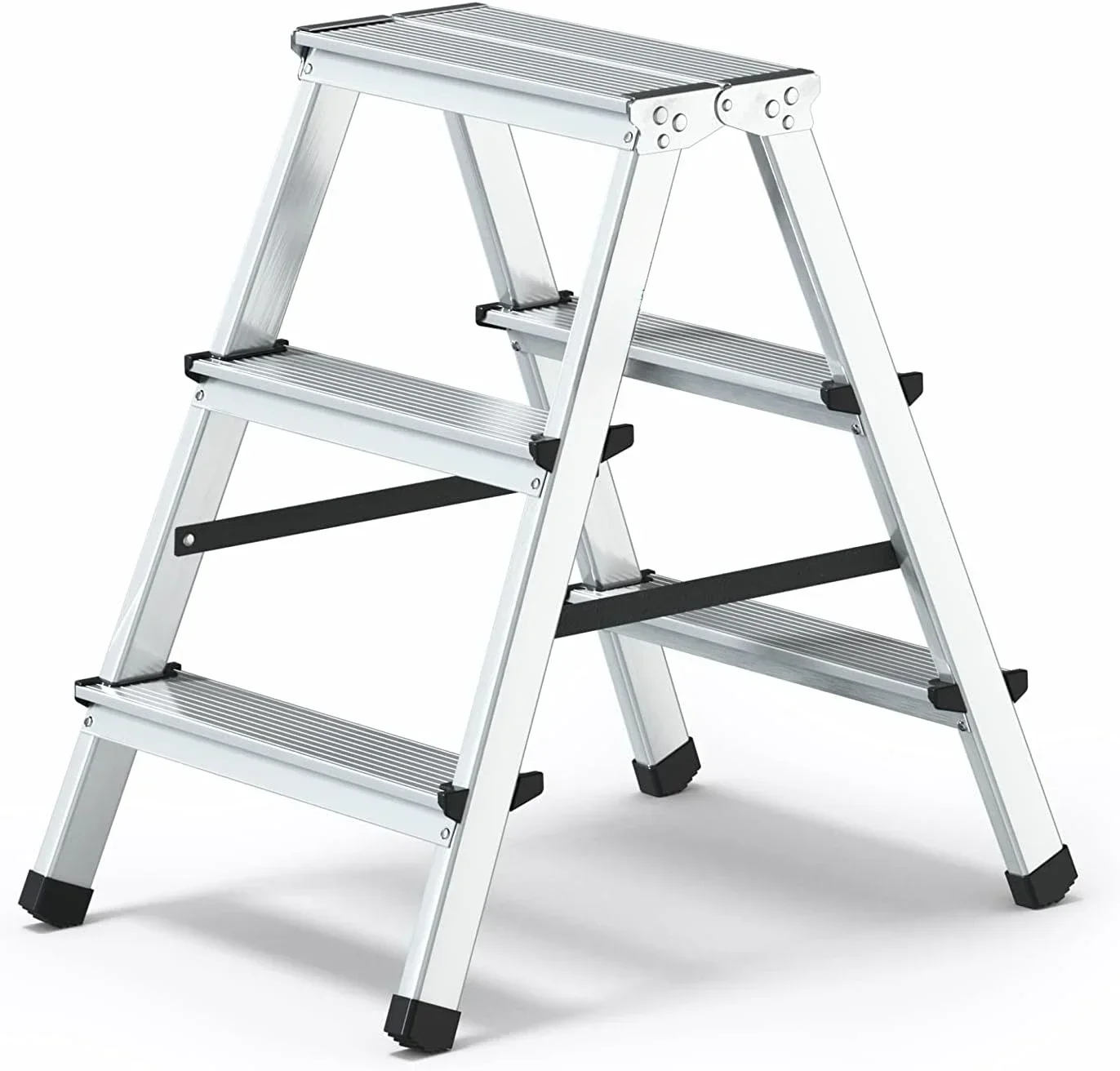 (Envío gratis) 3 Peldaños Capacidad 125kg - Escalera Tijera con Plataforma de Trabajo - Escaleras de Tijera de 3